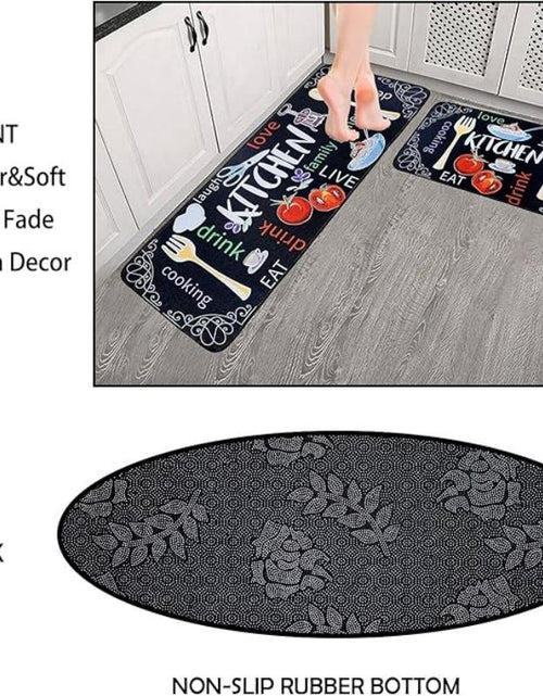 Load image into Gallery viewer, Cutlery Pattern Kitchen Mat, 2 Counts/Set Non-Slip Kitchen Rug, Room Decor Waterproof Kitchen Floor Mat, Washable Kitchen Rugs, Kitchen Decoration, Home Decor
