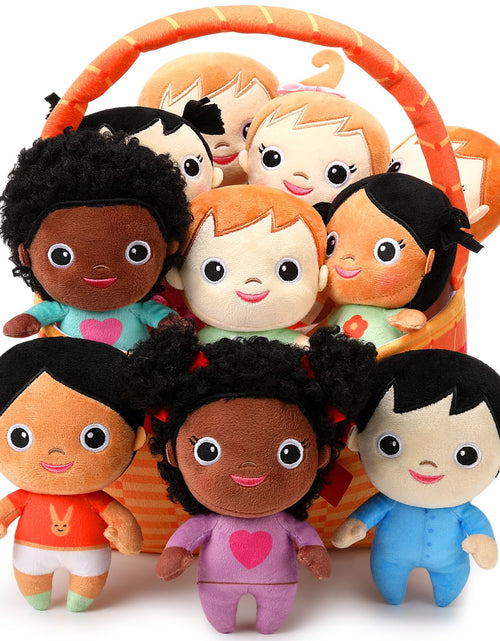 Load image into Gallery viewer, HyDren Basket Plush Baby Dolls Set of 10 Soft Multicultural Sensory Dolls 6 Plush Diversity Toys for Preschool Classroom Valentines Day Toddler Baby Toys for Kids Girls Boys All Ages
