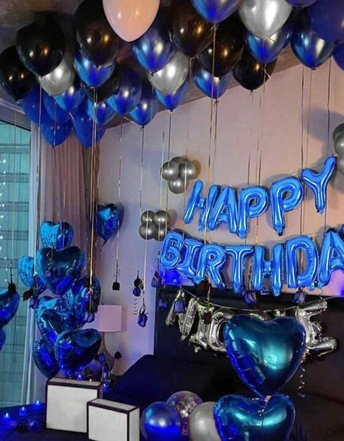 Load image into Gallery viewer, 52Pcs Blue Birthday Party Decoration Kit with &#39;Happy Birthday&#39; Banner, Latex Balloons, Heart-Shaped Foil Balloons, Glue Dots, and White Ribbon Birthday Balloon Foil Balloon Party Decoration Birthday Decoration
