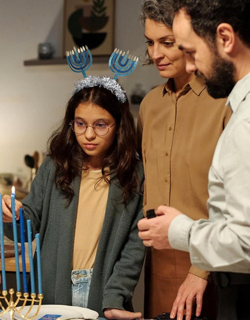Load image into Gallery viewer, Hanukkah Headbands Diwali Headband - Blue with Sparkling Ribbon Design Hanukkah Headband Hair Hoop Party Decoration Costumes Accessories
