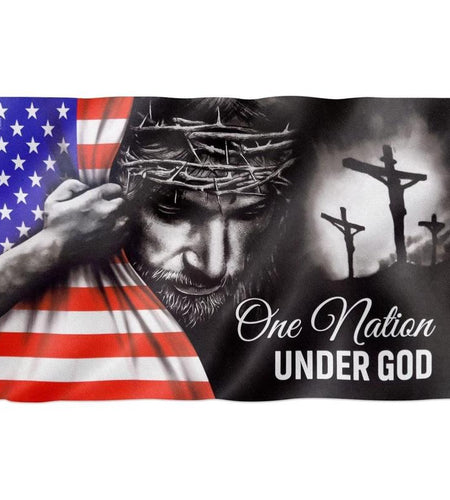 One Nation under God Flag - Flagwix, Christian Patriotic American Flag with Jesus and Cross, Double Sided Canvas Banner for Outdoor or Indoor Use, Heavy Duty Waterproof Grommet Flag, Religious US Decor for Home, Church, Yard, Veterans Memorial
