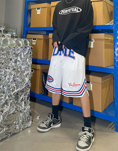 Load image into Gallery viewer, Embroidered Letter Loose Basketball Sweatpants
