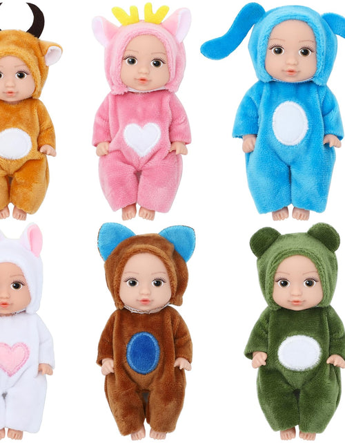 Load image into Gallery viewer, ONEST 6 Sets 4 Inch Dolls Cute Girl Dolls Include 6 Pieces Girl Mini Dolls 6 Sets Handmade Doll Clothes
