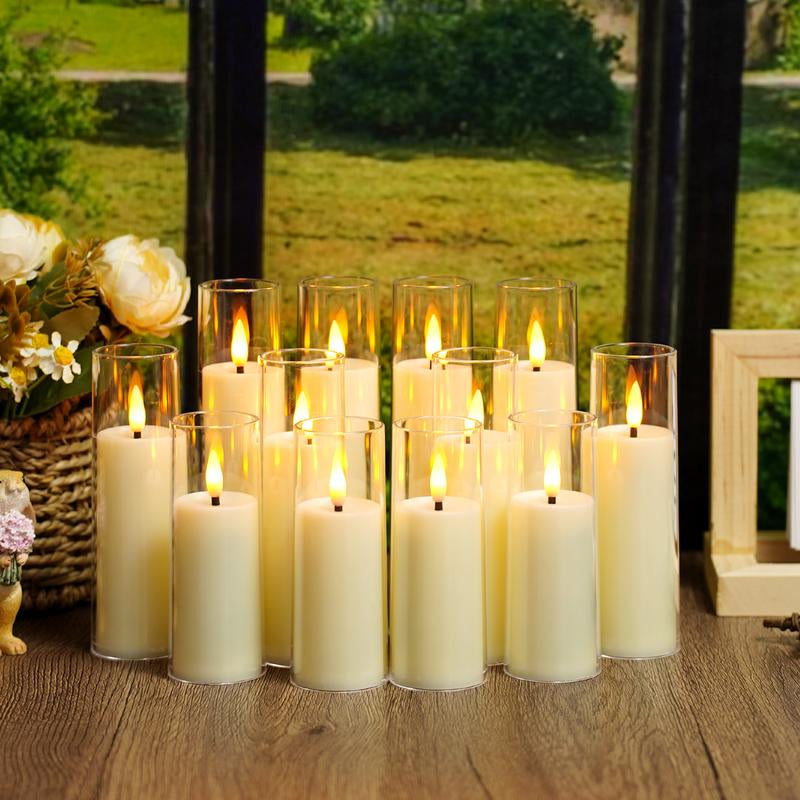 12 Pcs Flameless Candles, Battery Required, LED Candles with Remote Control Timer, Party Wedding Decor, Halloween, Christmas Decorations, Lighting
