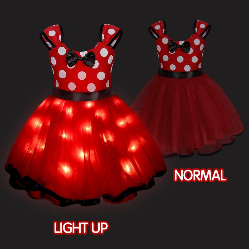 UPORPOR Light up Girls Dress up Clothes Halloween Christmas Costume Birthday House Cosplay Party Outfit Red for Kids, Accessories Not Included