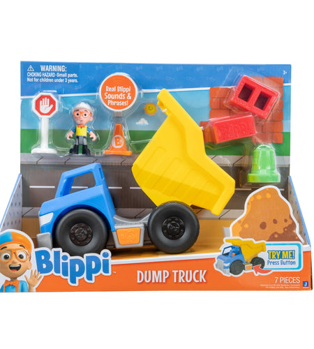 Blippi Dump Truck - Fun Freewheeling Vehicle Featuring 3 Construction Worker Sounds and Phrases - Educational Vehicles for Toddlers and Preschoolers - Amazon Exclusive