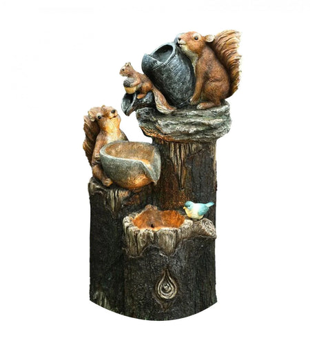 Clearance!  Garden Squirrel Statue Decor, Animal Garden Statue with Solar Led Lights, Resin Squirrel Water Fountain Statue for Outdoor Patio Decor