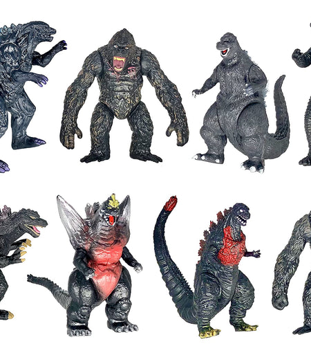 TwCare Set of 8 King Kong vs Godzilla Toys Movable Joint Action Figures King of The Monsters Birthday Dinosaur Kid Gift Cake Toppers