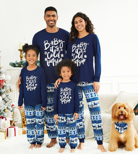 Patpat Mosaic Family Matching Letter Top Reindeer Pants Christmas Pajamas Sets (Flame Resistant) Spingtok
