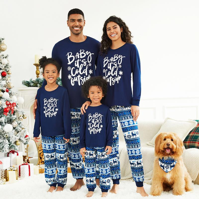 Patpat Mosaic Family Matching Letter Top Reindeer Pants Christmas Pajamas Sets (Flame Resistant) Spingtok