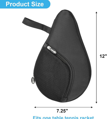Table Tennis Racket Case Cover Ping Pong Paddle Carry Bag with Ball Storage Pocket