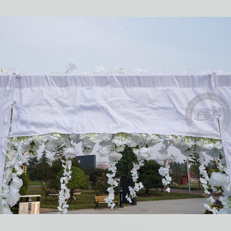 7.87FT X 8.53FT Artificial White Rose Cloth Base Flower Row Arrangement Decor for Wedding Backdrop Square Frame Event Props
