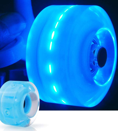Light up Roller Skate Wheels 8 Pack, 78A Hardness LED Skateboard Wheels with Premium ABEC-9 Bearings, Illuminating Roller Skate Accessories for Outdoor Indoor Quad Skates