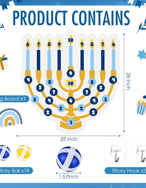 Load image into Gallery viewer, Hanukkah Party Games Party Decorations 26 X 25 Menorah Dart Board with 18 Sticky Balls Hanukkah Activities Chanukah Gifts Chanukah Favors
