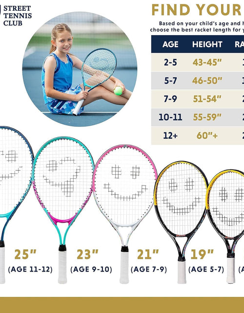 Load image into Gallery viewer, Kids Tennis Racket with Training Videos – Aluminum Youth Tennis Racket with Neoprene Handle for Children Age 5-12 – Learn Faster and Play Better by
