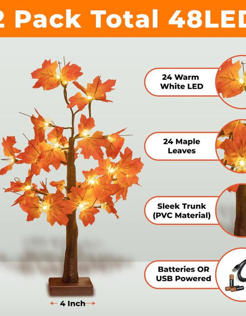 Load image into Gallery viewer, Alfanite 24-Inch Fall Lighted Maple Tree, 24 LED Lights, Usb+Battery Operated Thanksgiving Table Centerpieces Decoration Tree for Home Fireplace Autumn Harvest Tabletop Indoor Decor
