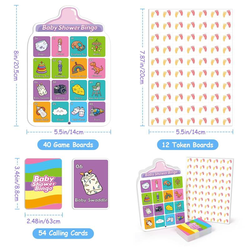 40 Baby Shower Bingo Cards, Activities Games,Party Bingo for Adults Kids