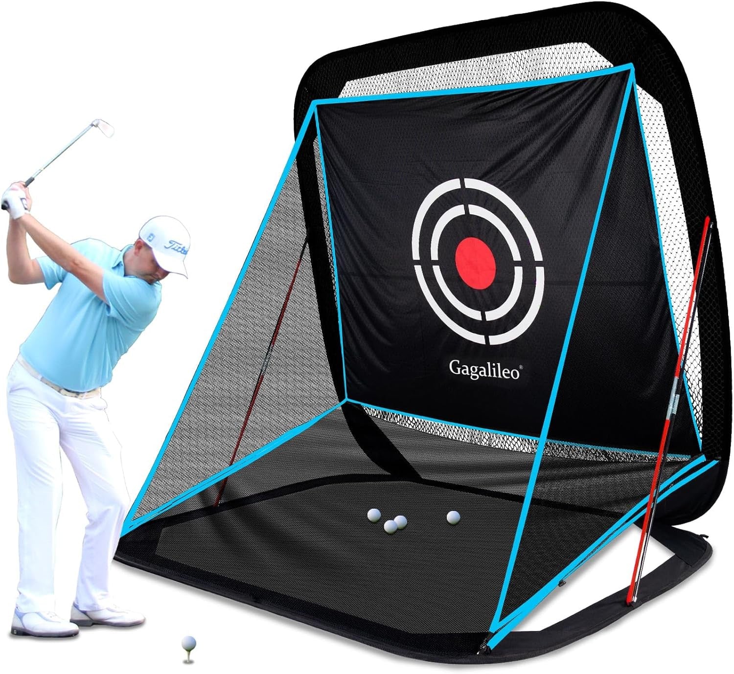 Golf Pop-Up Hitting Cage: 8X7X7Ft Practice Net with Target Portable Backyard Garage Training for Driving Chipping Swing Beginners & Golf Enthusiasts