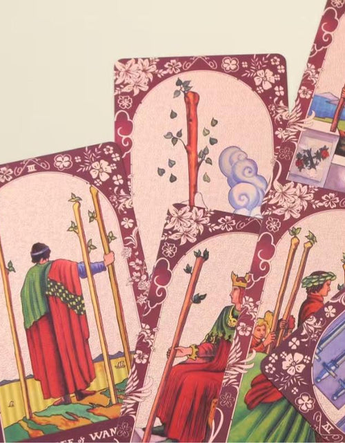 Load image into Gallery viewer, Pink Holographic Tarot Deck - Gold Foil, Color-Shifting, Waterproof Cards Complete Gift Set W/ Guidebook &amp; Luxury Box Gift
