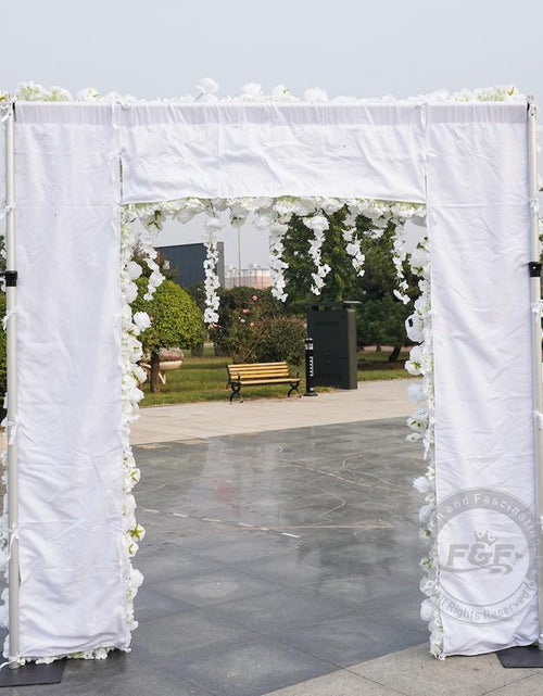 Load image into Gallery viewer, 7.87FT X 8.53FT Artificial White Rose Cloth Base Flower Row Arrangement Decor for Wedding Backdrop Square Frame Event Props
