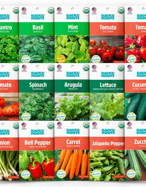 Load image into Gallery viewer, Organic Garden Essentials Vegetable Seeds Variety (15-Pack)
