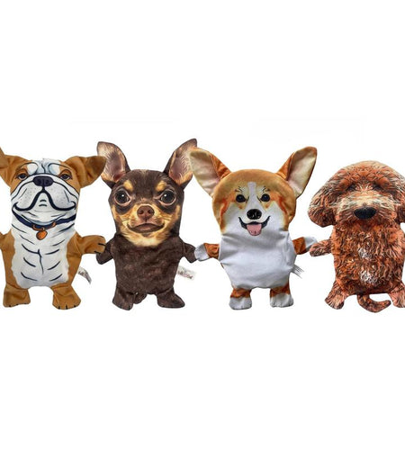 Piggy Poo and Crew Dog Four Pack of Crinkle Toys for Dogs and Other Pets
