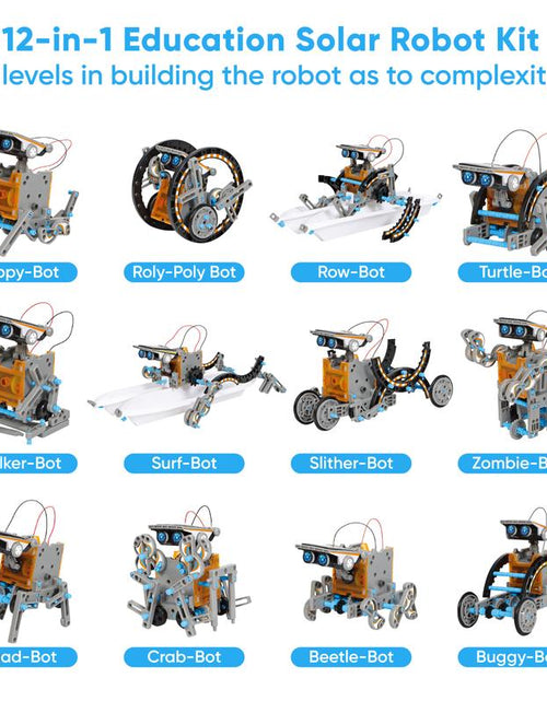 Load image into Gallery viewer, Sillbird STEM 12-In-1 Education Solar Robot Toys -190 Pieces DIY Building Science Experiment Kit for Kids Aged 8-10 and Older,Solar Powered by the Sun
