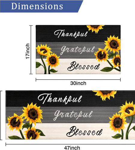 Sunflower Kitchen Rugs - Kitchen Mat Set of 2, Sunflower Decor Sunflower Rugs for Kitchen, Farmhouse Kitchen Rugs, Country Sunflower Kitchen Decor Accessories Things - Sunflower Rugs and Mats