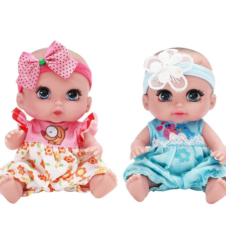 ONEST 2 Sets 6 Inch Dolls Cute Baby Dolls Include 2 Pieces Baby Mini Dolls 2 Sets Handmade Doll Clothes