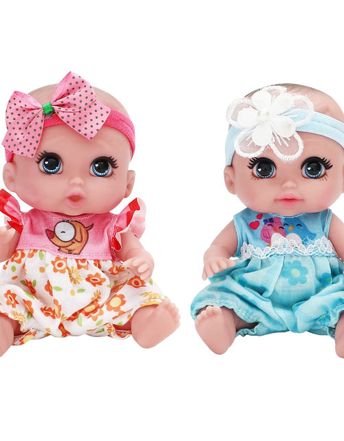 Load image into Gallery viewer, ONEST 2 Sets 6 Inch Dolls Cute Baby Dolls Include 2 Pieces Baby Mini Dolls 2 Sets Handmade Doll Clothes
