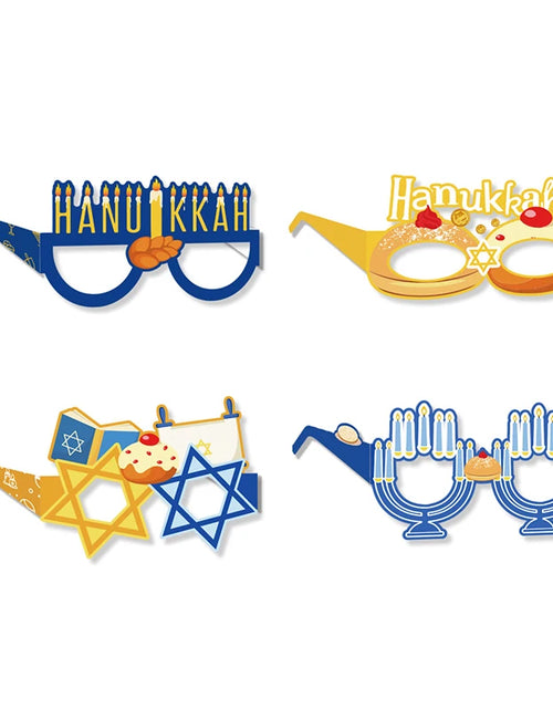 Load image into Gallery viewer, 8Pcs Hanukkah Party Paper Glasses Props Interesting Holiday Glasses Frames Hanukkah Party DIY Photo Booth Props Glasses Decorate
