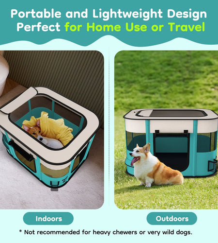 Pet Playpen, Foldable Portable Dog Cat Playpens Exercise Kennel Tent, Removable Shade Cover, Indoor Outdoor Travel Camping Use(M)