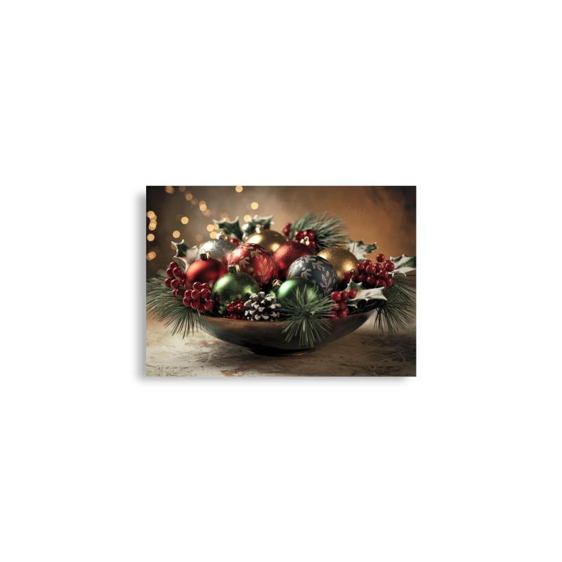 Elegant Christmas Ornament Wall Art Poster - High Quality Holiday Décor Physical Decoration, Aesthetic Holly Ornament Print Picture Unframe