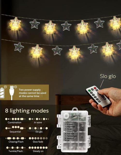 Load image into Gallery viewer, Star LED Fairy String Lights – Usb/Battery Powered 20 Twinkling Lights with Remote &amp; 8 Modes | Waterproof &amp; Durable Ambient Lighting for Tacky Christmas Tree Decor, Bedroom, Back to School Dorm, 4Th of July Party, Indoor/Outdoor Celebration
