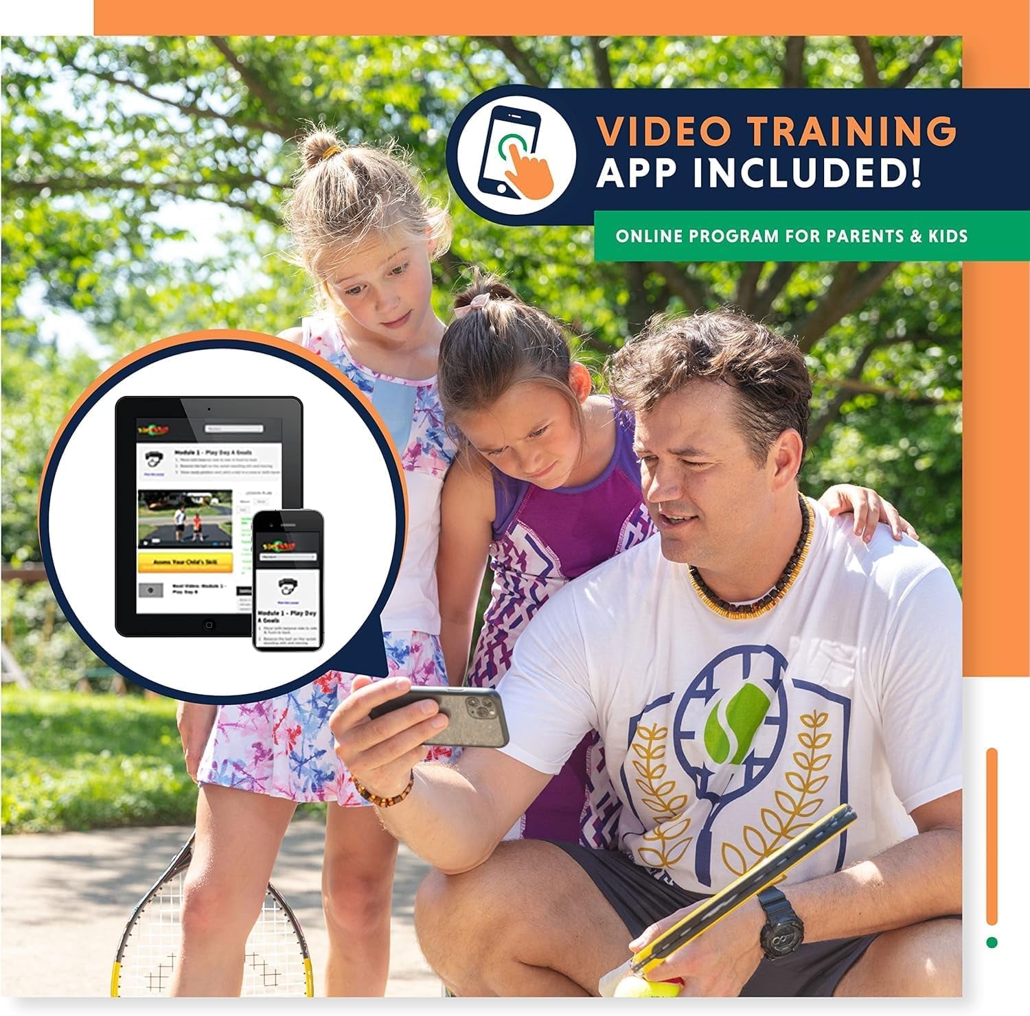 Kids Tennis Racket with Training Videos – Aluminum Youth Tennis Racket with Neoprene Handle for Children Age 5-12 – Learn Faster and Play Better by