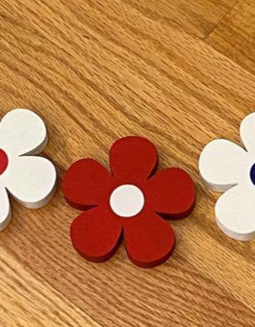 Load image into Gallery viewer, Patriotic Tiered Tray - Set of 3 Red White and Blue Wood Daisies - Standing Wood Daisies Flowers 4Th of July Tiered Tray Decor Summer Decor
