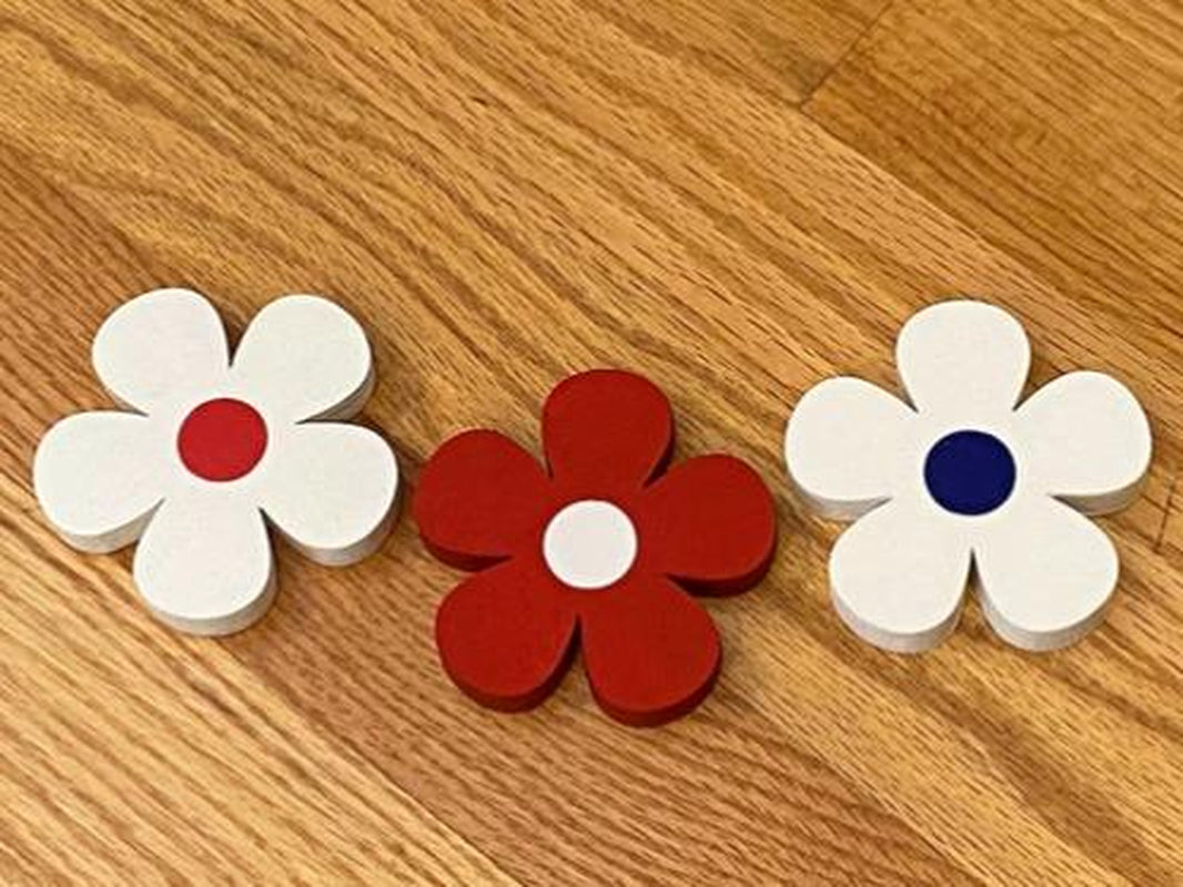 Patriotic Tiered Tray - Set of 3 Red White and Blue Wood Daisies - Standing Wood Daisies Flowers 4Th of July Tiered Tray Decor Summer Decor