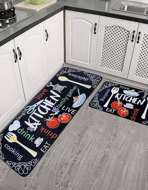 Load image into Gallery viewer, Cutlery Pattern Kitchen Mat, 2 Counts/Set Non-Slip Kitchen Rug, Room Decor Waterproof Kitchen Floor Mat, Washable Kitchen Rugs, Kitchen Decoration, Home Decor
