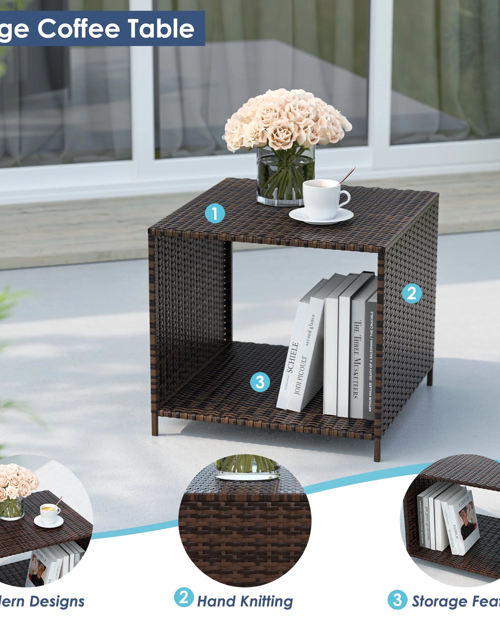 Balcony Furniture 5 Piece Patio Furniture Set, Outdoor Patio Chair , Khaki
