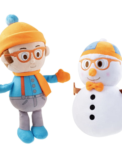 Load image into Gallery viewer, Blippi 7" Winter Blippi &amp; Snowman Plush Figures 2-Pack Set - Officially Licensed - Authentic Soft Stuffed Animal Doll Toy - Easter Basket Stuffer Gift for Toddlers Kids Boys &amp; Girls - 12 mo+
