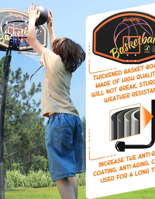 Load image into Gallery viewer, Trampoline Basketball Hoop Attachment, Basketball Hoop for Trampoline Easy to Install, Universal Trampoline Accessories Fits Straight Pole &amp; Curved Pole with Mini Balls &amp; Pump
