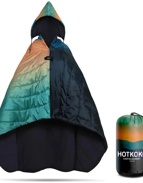 Load image into Gallery viewer, hotkoko Wearable Hoodie BlanketHooded Camping Blanket Poncho Waterproof Windproof Fleece Camping Blanket Warm for Outdoor Camping Picnic Stadium Sports Beach Car Dogs
