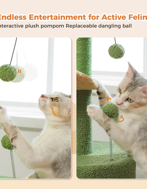 Load image into Gallery viewer, Cactus Cat Tree with Curved Perch Cozy Cat Condo Small Cat Tower with Removable Top Bed Cat Scratching Post for Indoor Cat Toys
