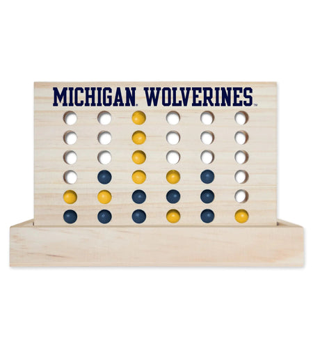 Rico Industries NCAA Michigan Wolverines Wooden 4 in a Row Board Game Line up 4 Game Travel Board Games for Kids and Adults