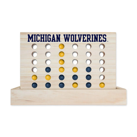 Rico Industries NCAA Michigan Wolverines Wooden 4 in a Row Board Game Line up 4 Game Travel Board Games for Kids and Adults