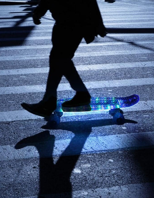 Load image into Gallery viewer, 22 Inch Skateboard- with Led Light up Wheels for Beginners,Complete Mini Cruiser Retro Skateboard for Kid,Smooth Riding,Durable Polypropylene with Pu Wheels
