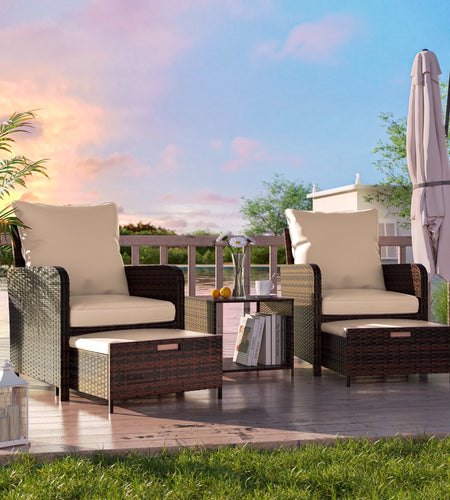Balcony Furniture 5 Piece Patio Furniture Set, Outdoor Patio Chair , Khaki
