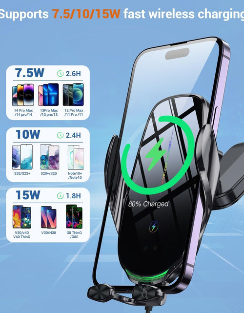 Load image into Gallery viewer, Wireless Car Charger, 15W Fast Wireless Charger for Car Auto-Clamping, Fit Fo...

