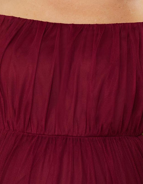 Load image into Gallery viewer, EVER PRETTY Sheer Off-Shoulder Double Skirt Maxi Maternity Dress below the Ankle Square Neckline Long Sleeves Concealed Zipper Back 20862
