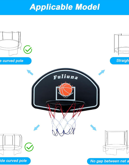 Load image into Gallery viewer, Trampoline Basketball Hoop, Basketball Hoop for Trampoline Fits for 25Mm Straight Pole &amp; Curved Pole, Trampoline Basketball Hoop Attachment with Protective Net,Mini Ball,Pump, Easy to Install
